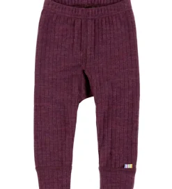 Joha Leggings - Uld - Rib - Blomme