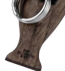 Kay Bojesen Nøglering - Fugl/Sølv - Sort læder/Røget Eg