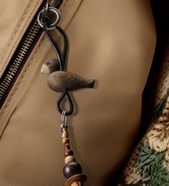 Kay Bojesen Nøglering - Fugl/Sølv - Sort læder/Røget Eg