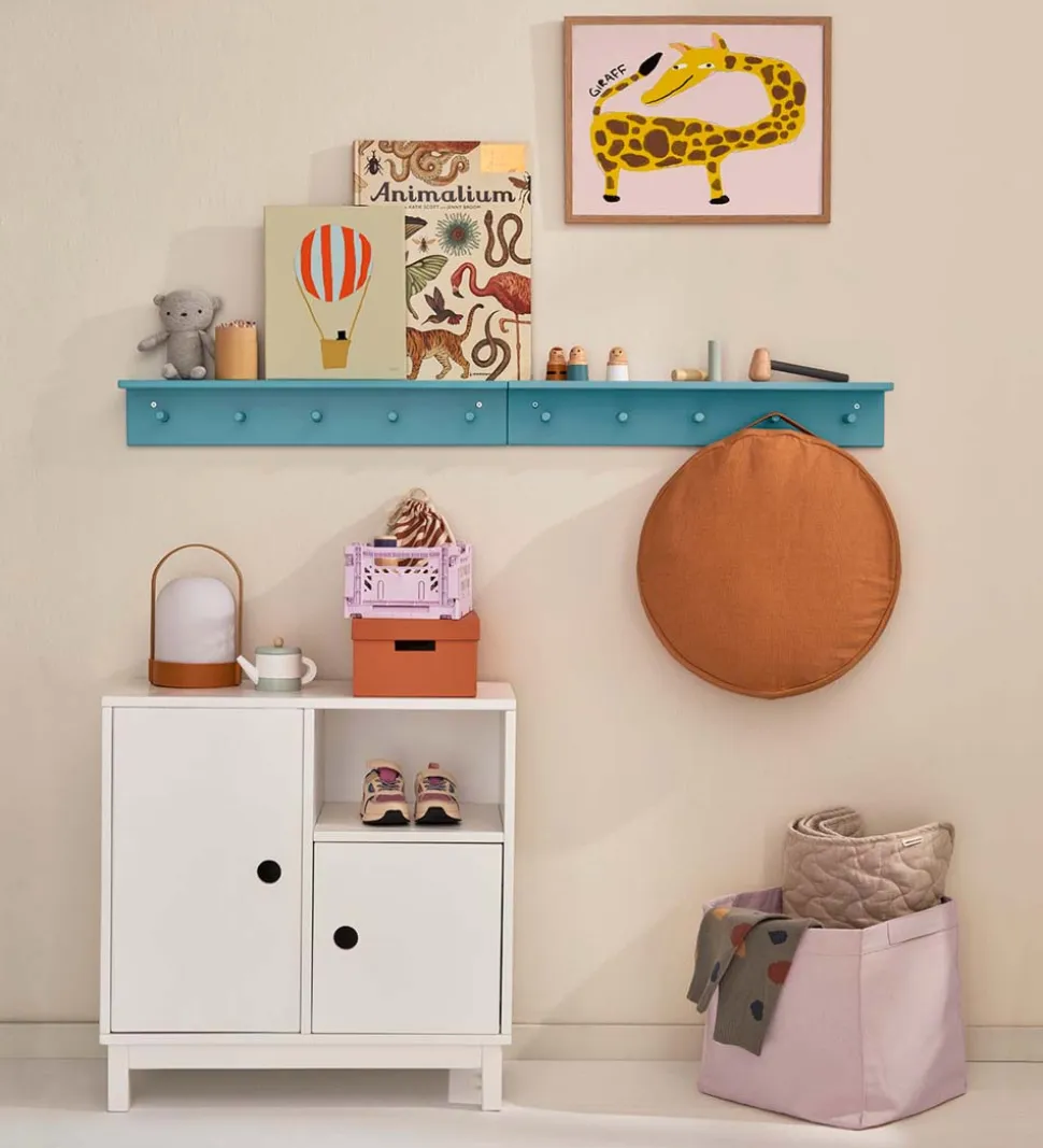 Kids Concept Hylde m. Knager - 60x10 cm - Træ - Turqoise