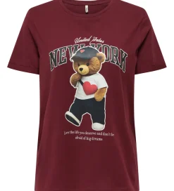 Kids Only T-shirt - KogLina - Bear O-Neck Top - Cabernet/New Yor