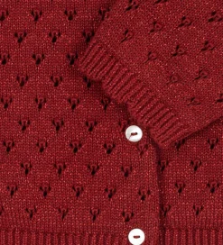 Konges Sløjd Cardigan - Strik - Red Dahlia m. Hulmønster