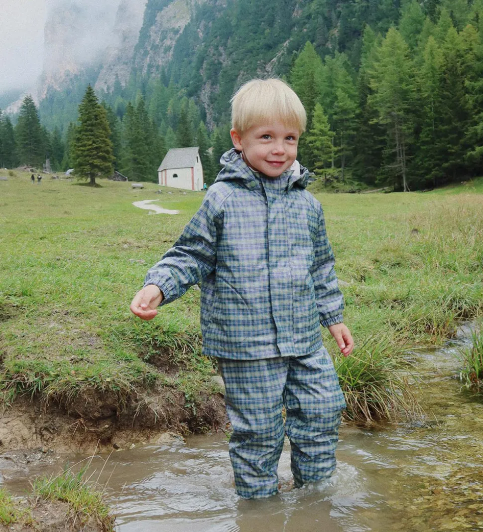 Konges Sløjd Regntøj m. Seler/Fleece - Palme - Laurel Blue Check