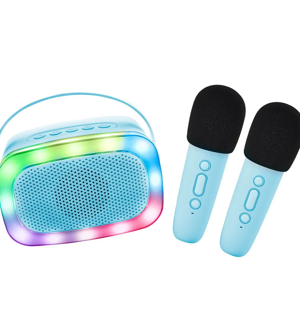 Lalarma Højtaler m. 2 Mikrofoner - Trådløs - Karaoke - Blå