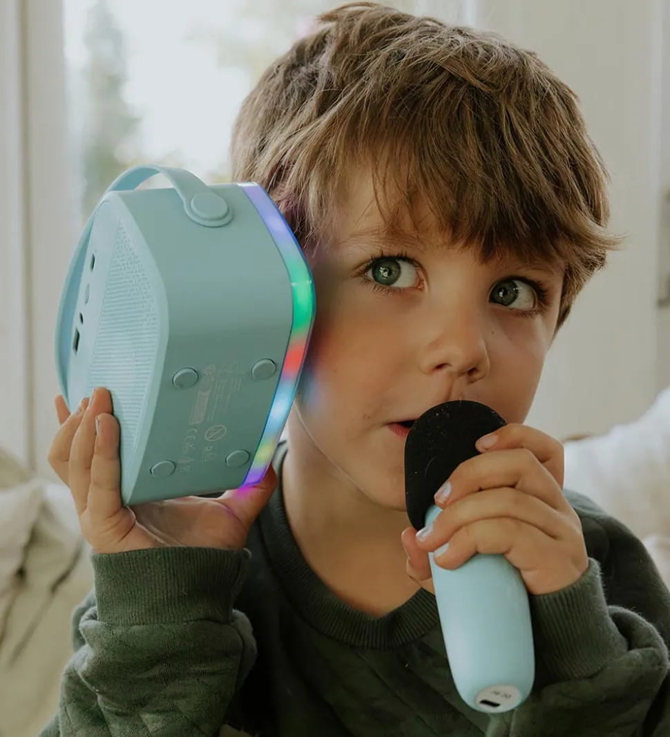 Lalarma Højtaler m. 2 Mikrofoner - Trådløs - Karaoke - Blå