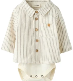 Lil Atelier Skjortebody l/æ - NbmFelixo - Turtledove/Sepia Tint