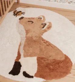 Little Dutch Gulvtæppe - 110x110 cm - Beige m. Ræv/Bi