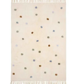 Little Dutch Gulvtæppe - 120x170 cm - Beige m. Blå Prikker