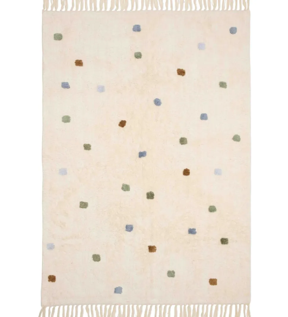Little Dutch Gulvtæppe - 120x170 cm - Beige m. Blå Prikker