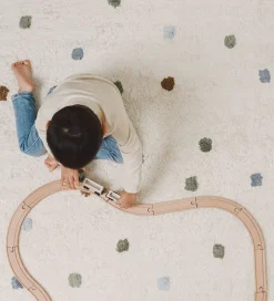 Little Dutch Gulvtæppe - 120x170 cm - Beige m. Blå Prikker