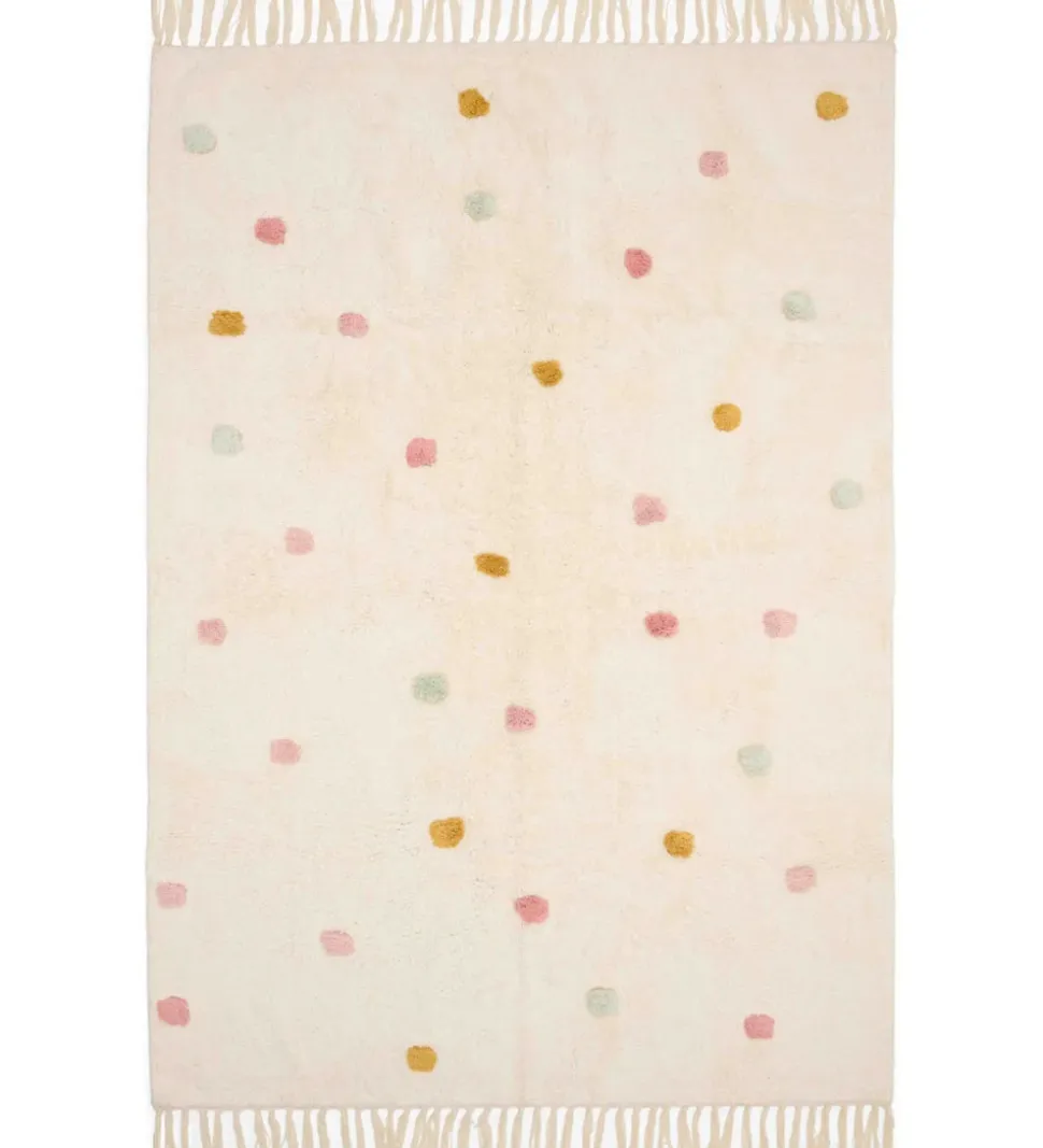Little Dutch Gulvtæppe - 120x170 cm - Beige m. Pink Prikker