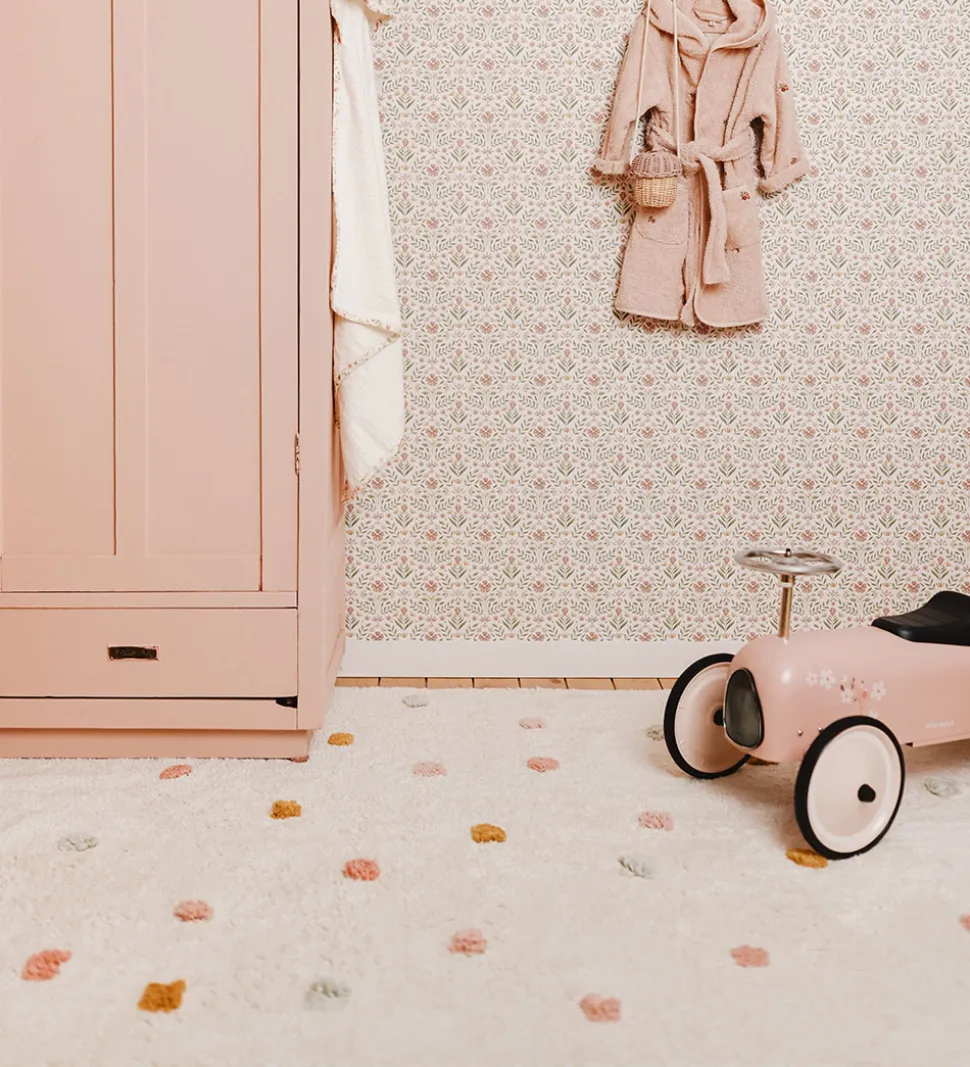 Little Dutch Gulvtæppe - 120x170 cm - Beige m. Pink Prikker
