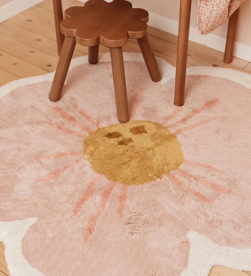 Little Dutch Gulvtæppe - 110x110 cm - Pink Blomst