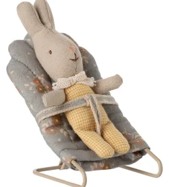 Maileg Miniature Skråstol - My - Blå m. Blomster