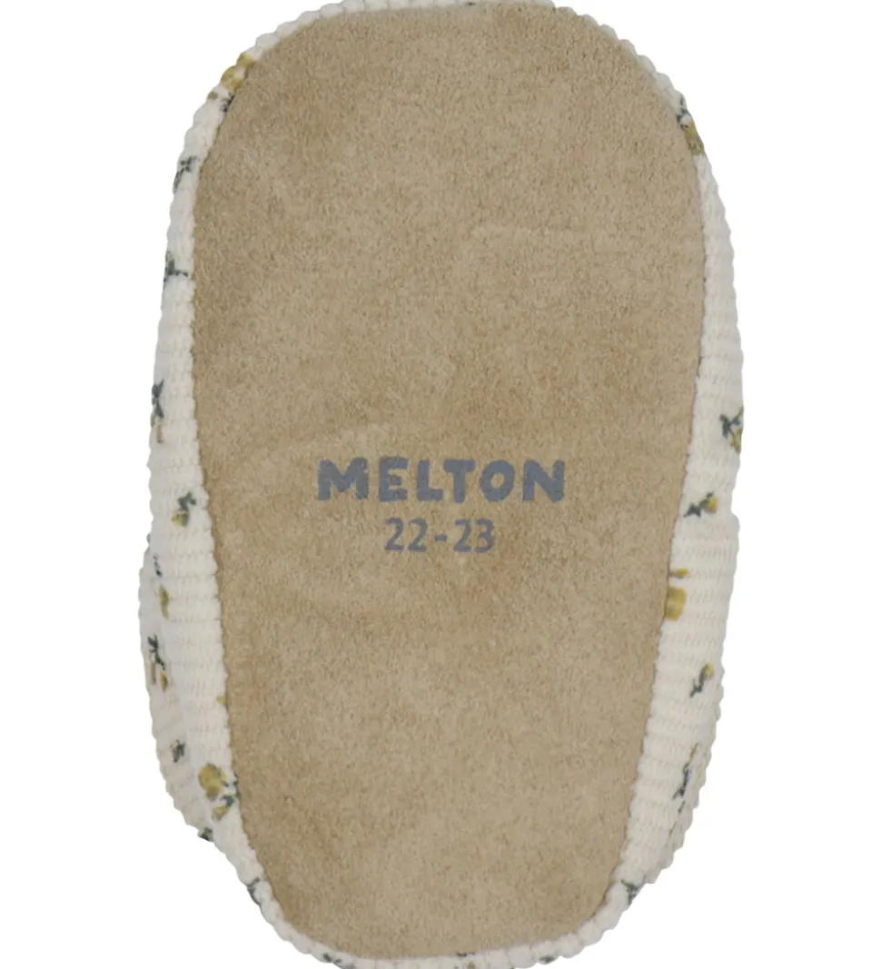 Melton Fløjlssko - Noos - Floral - Ecru