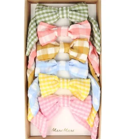 Meri Meri Hårspænder - 6-pak - Ginham - Sløjfer - 9 cm - Clips