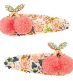 Mimi & Lula Hårspænder - 2-pak - 5 cm - Floral Pom Pom Cherries