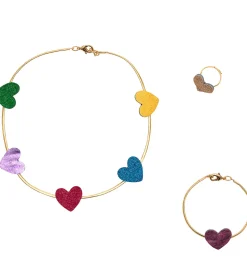 Mimi & Lula Smykkesæt - Halskæde/Armbånd/Ring - Heart Gold