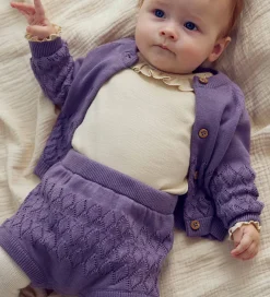 Müsli Cardigan - Strik - Leaf - Lilac Fog m. Hulmønster