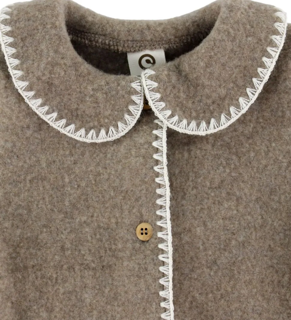 Müsli Cardigan - Uldfleece - Brown Melange