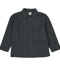 Müsli Skjorte - Stripe - Night Blue/Moss/Stormy Blue