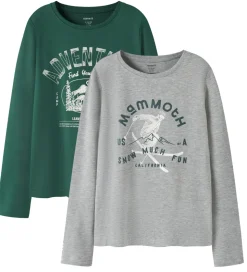 Name It Bluser - NkmVux - 2-Pak - Grey Melange/Bistro Green Adve