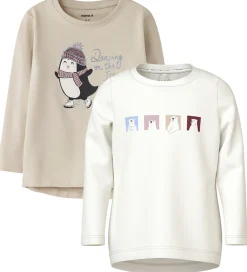 Name It Bluser - 2-Pak - NmfVix - Cloud Dancer/Cement Penguin
