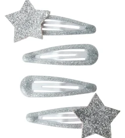 Name It Hårspænder - 4-pak - NmfRosa - Silver/STARS