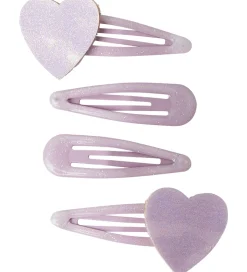 Name It Hårspænder - 4-pak - NmfRosa - Keepsake Lilac/HEARTS