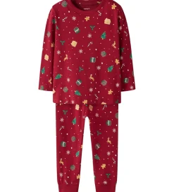 Name It Nattøj - 2-Delt - NmnVismas - Jester Red/Xmas AOP Red
