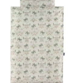 Nørgaard Madsens Sengetøj - Baby - Natur m. Palmer/Løver/Zebraer