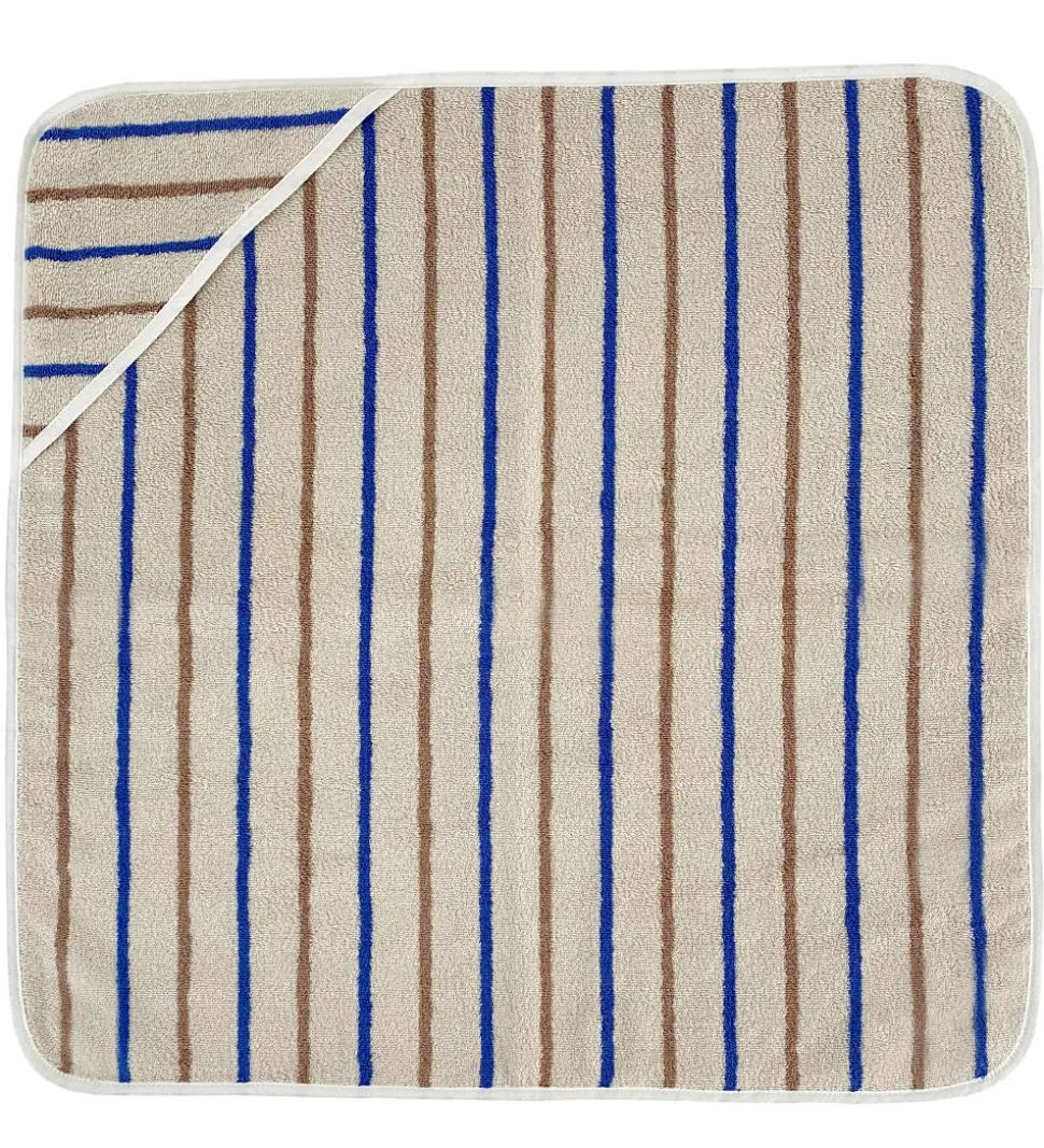 OYOY Babyhåndklæde - 100x100 cm - Raita - Karamel/Optic Blue