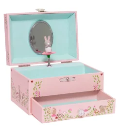 Petit Monkey Smykkeskrin m. Musik - 9x15x10 cm - Woodland - Rosa