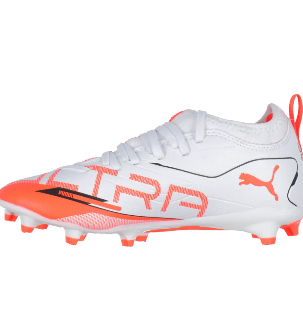 Puma Fodboldstøvler - Ultra 5 Match FG/AG Jr - Hvid/Sort/Glowing