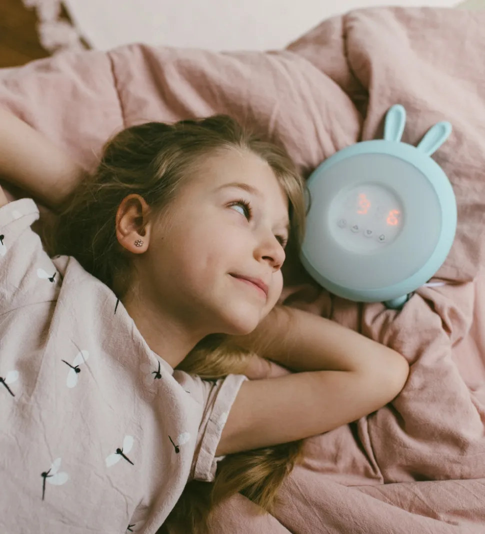 Rabbit & Friends Vækkeur m. Lys - 20x15x6 cm - Wake Up - Blå