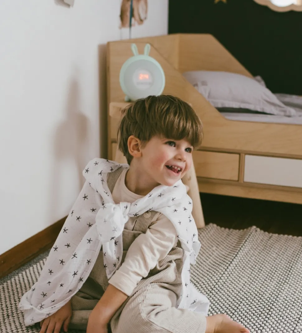 Rabbit & Friends Vækkeur m. Lys - 20x15x6 cm - Wake Up - Blå