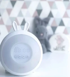 Rabbit & Friends Vækkeur m. Lys - Wake Up - 20x15x6 cm - Hvid