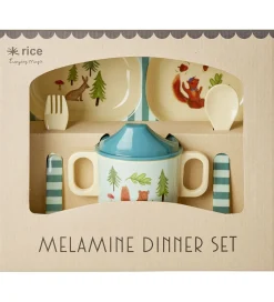 Rice Spisesæt - Melamin - 4 stk. - Blue Happy forest