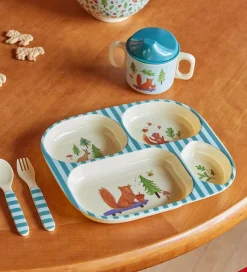 Rice Spisesæt - Melamin - 4 stk. - Blue Happy forest