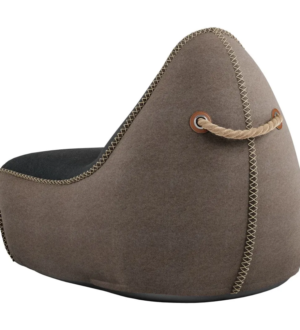 SACKit Sækkestol - Canvas Lounge Chair - 96x80x70 cm - Sort/Brun
