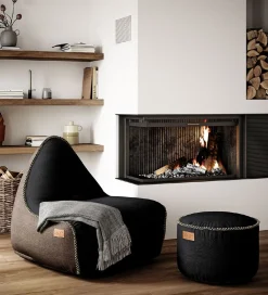 SACKit Sækkestol - Canvas Lounge Chair - 96x80x70 cm - Sort/Brun