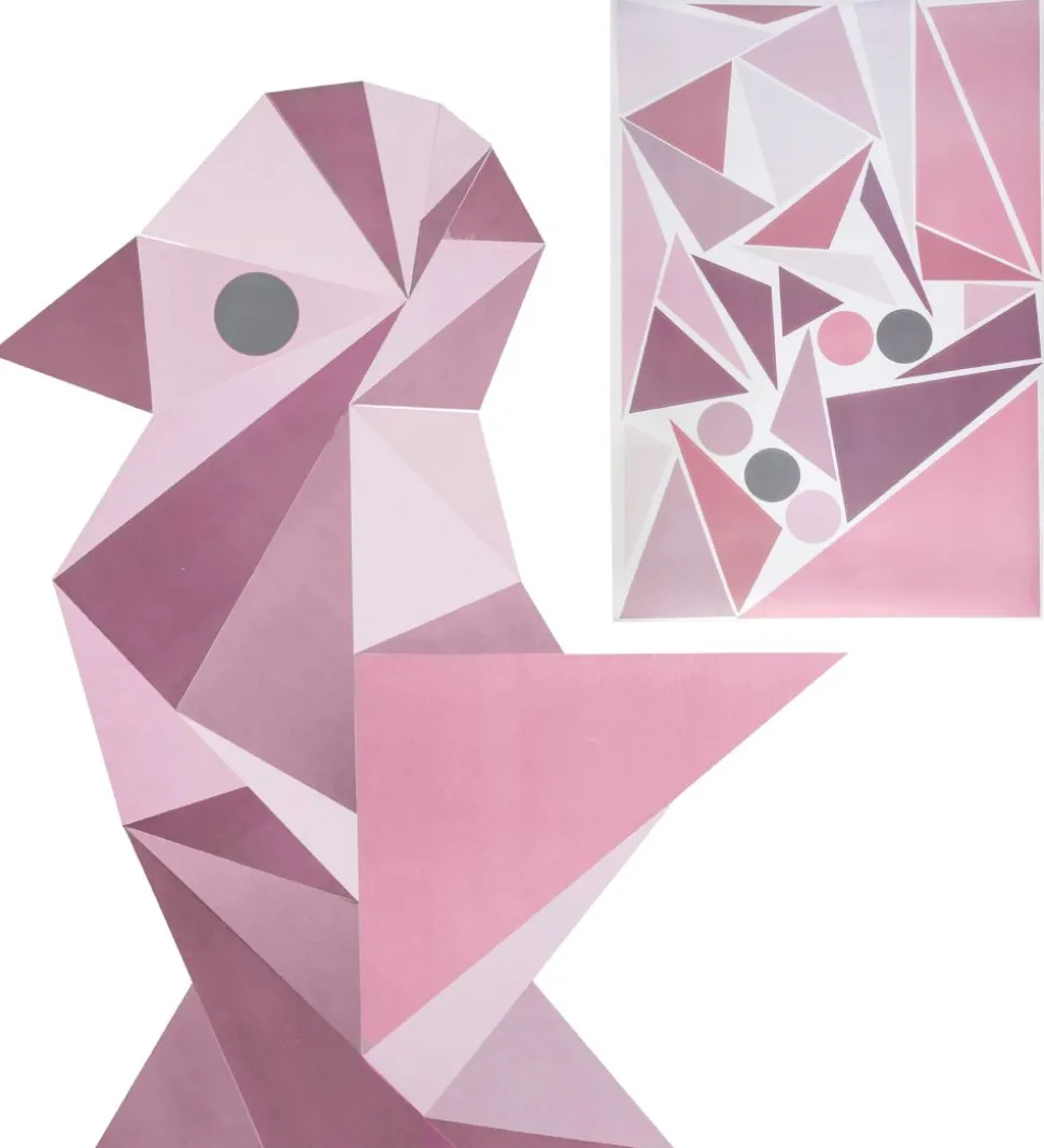 Sebra Wallstickers - Rosa Geometrisk Fugl
