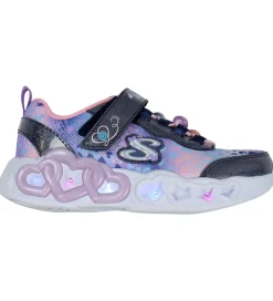 Skechers Sko m. Lys - Heart Jewels - Navy/Multi