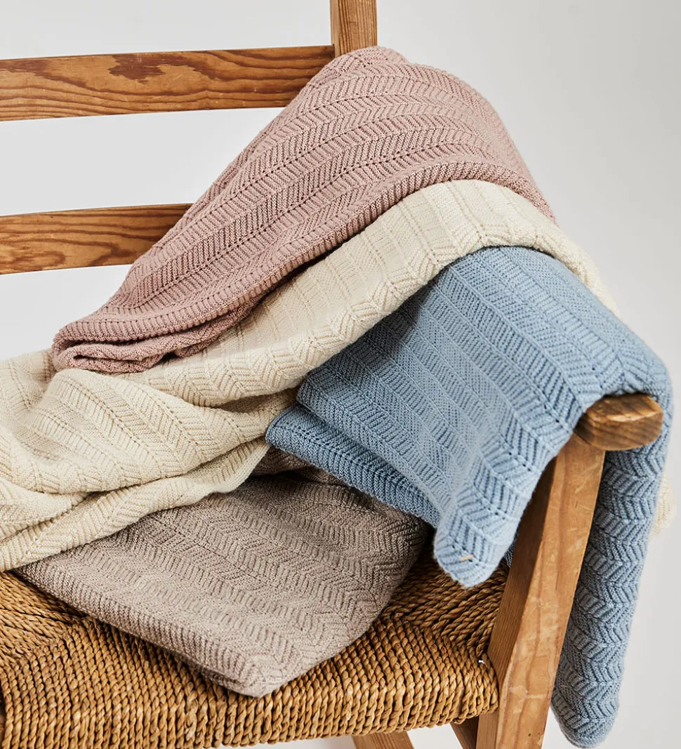 Smallstuff Babytæppe - Uld - 80x100 cm - Fishbone - Blå