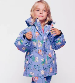 Småfolk Vinterjakke - Purple Delight m. Fugle/Blomster