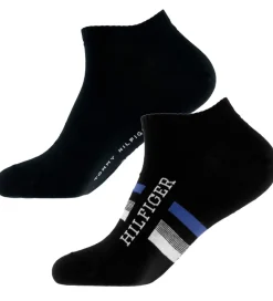 Tommy Hilfiger Ankelstrømper - 2-pak - Sort m. Blå