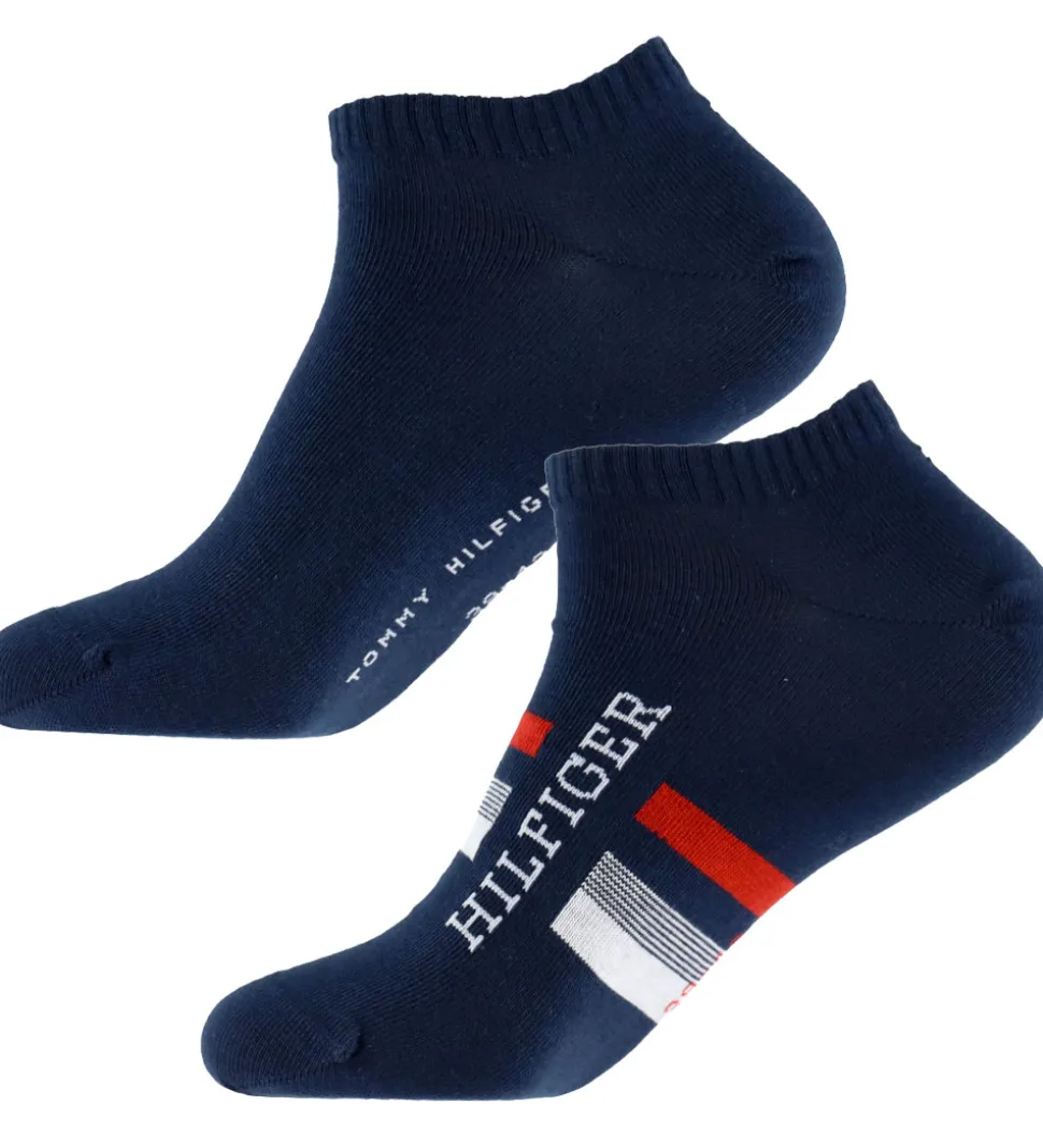 Tommy Hilfiger Ankelstrømper - 2-pak - Navy m. Rød