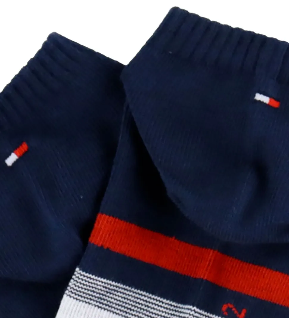 Tommy Hilfiger Ankelstrømper - 2-pak - Navy m. Rød