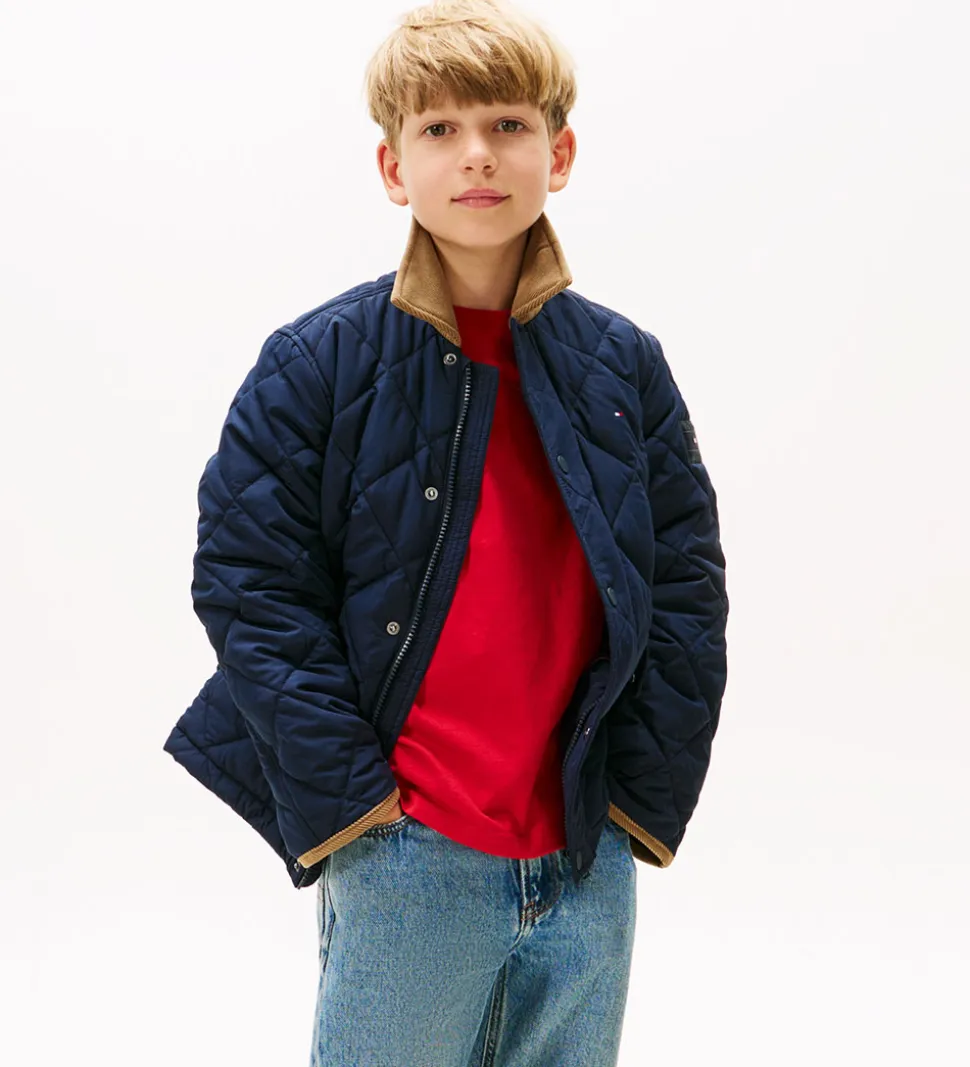 Tommy Hilfiger Termojakke - Quilted - Contrast Collar - Dark Nig