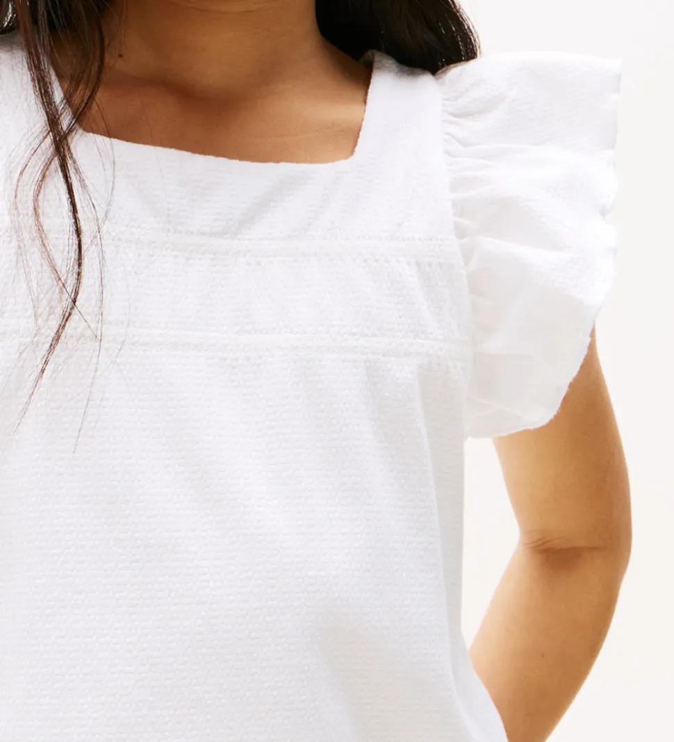 Tommy Hilfiger Top - Ruffle - Hvid